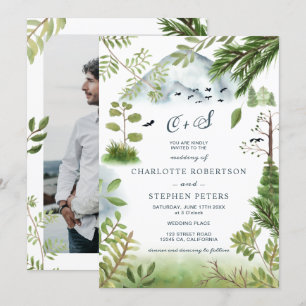 Winterpinienbäume Ursprünge Foto Hochzeit Einladung