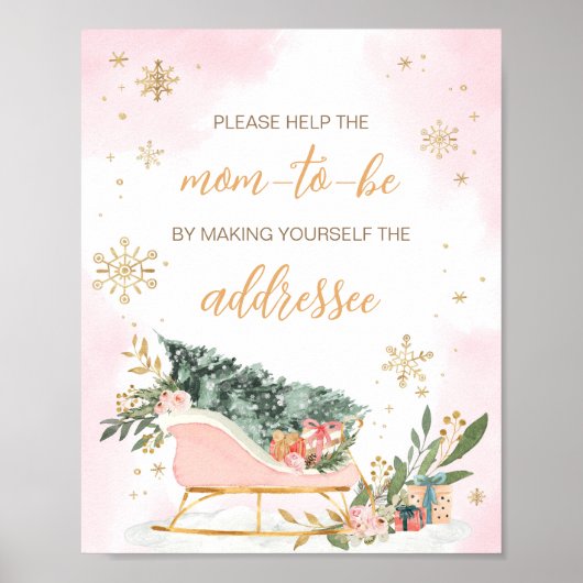 Winterpink Gold Snowflake Envelope Poster (Vorne)
