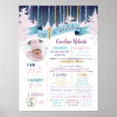 Winterpink Lila Foto zum ersten Geburtstag Poster (Vorne)