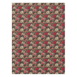 Winterpoinsettia Blütenpflanze mit Beren und Kiefe Tischdecke