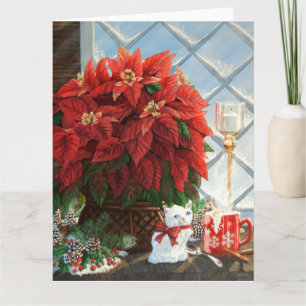 Winterpoinsettia, Keramik-Kätzchen, Ei-Nogg der Ro Karte