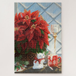 Winterpoinsettia, Keramik Kätzchen, Ei-Nuss aus ro Puzzle