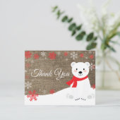 Winterpolar Bärenrot Schneeflocke Danke Karte (Stehend Vorderseite)