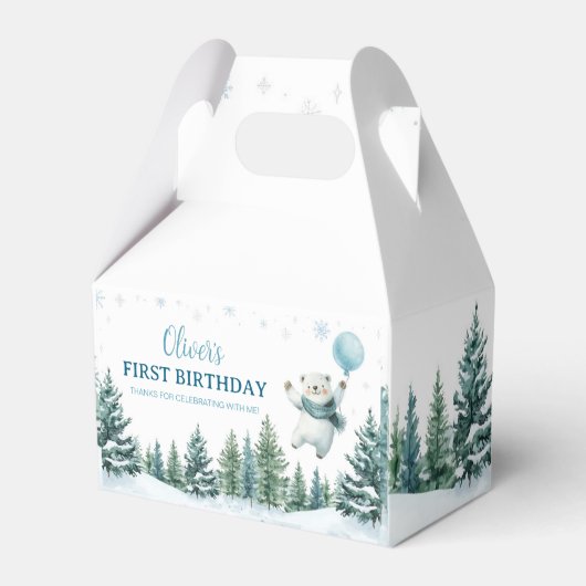 Winterpolar Geburtstagsparty Geschenkschachtel (Rückseite)