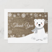 Winterpolar Weißer Schneeflocken Danke Karte (Vorne/Hinten)