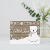 Winterpolar Weißer Schneeflocken Danke Karte (Stehend Vorderseite)