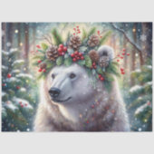 Winterpolarbär mit Holly Crown Decoupage Seidenpapier (Vorderseite)