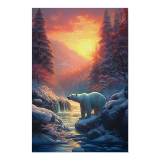 Winterpolarbär Weihnachtsfeiertag Poster (Vorderseite)