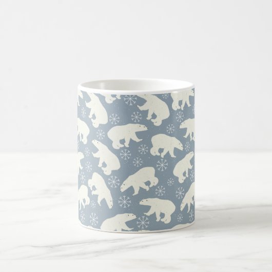 Winterpolarbären nahtloses Muster + Ihre Ideen Kaffeetasse (Mittel)