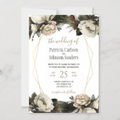 Winterponies geometrische Rahmen Hochzeit Magneteinladung (Vorderseite)