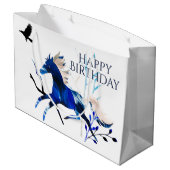 Winterpony und Crow Horse Happy Birthday Große Geschenktüte (Rückseite Schrägansicht)