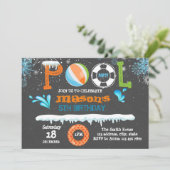 Winterpool-Geburtstagsfeier Einladung (Stehend Vorderseite)