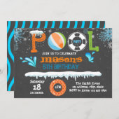 Winterpool-Geburtstagsfeier Einladung (Vorne/Hinten)