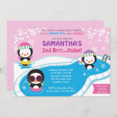 Winterpool zum Geburtstag Einladung / Schwimmbad E (Vorne/Hinten)