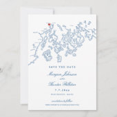Winterport Maine Map Navy Blue Foto Save The Date (Vorderseite)