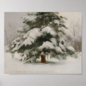 Winterposter mit schneebedecktem Kiefernbaum Poster (Vorne)