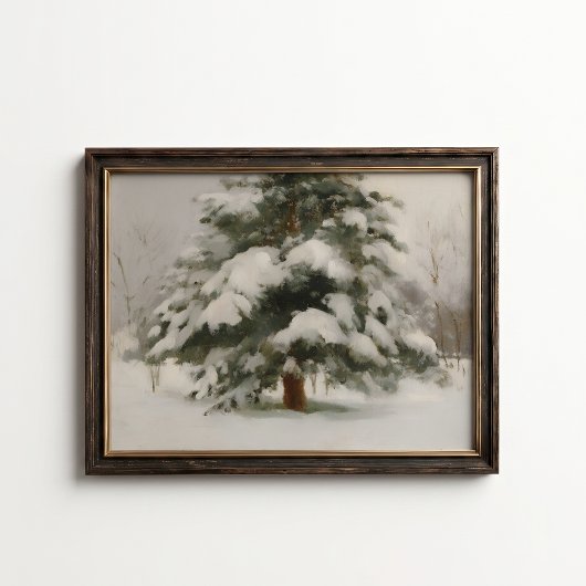 Winterposter mit schneebedecktem Kiefernbaum Poster