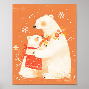 Winterposter Polarbär Mama & Baby Cozy Nordic Poster