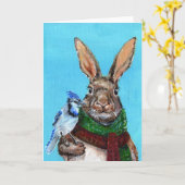 Winterrabbit mit Blue Jay Karte (Gelbe Blume)