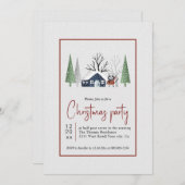 Winterrakoonbäume und Schneefall Weihnachts-Party Einladung (Vorne/Hinten)