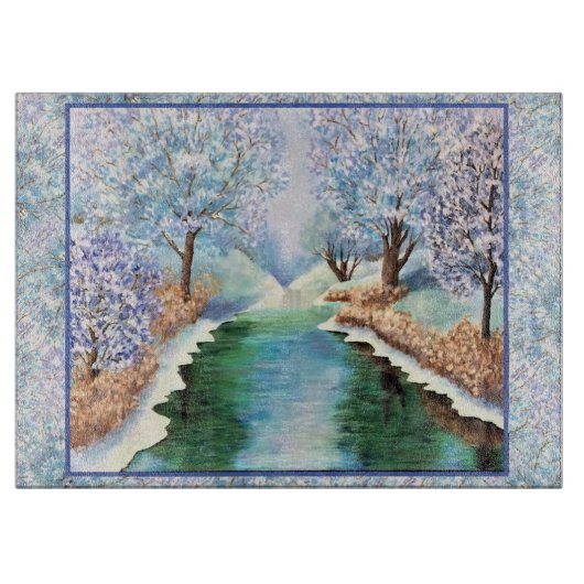 Winterreflektionen auf der Glasschneide Schneidebrett (Vorderseite)