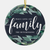 Winterreichweite | Peace Liebe Joy Family Keramik Ornament (Vorne)