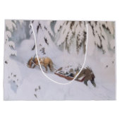 Winterreise durch den Schnee zu Weihnachten Große Geschenktüte (Rückseite)