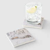 Winterreise durch den Schnee zu Weihnachten Steinuntersetzer (Seitenansicht)