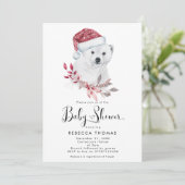 Winterreise Eisbär Babydusche Einladung (Stehend Vorderseite)