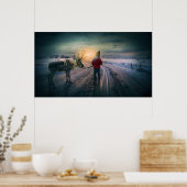 Winterrentiere und Kinderchristliche Weihnachtsdru Poster (Küche)