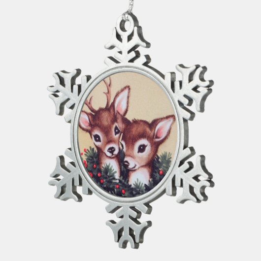 Winterretro Vintag Schneeflocken Zinn-Ornament (Rechts)