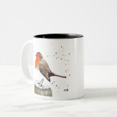 Winterrobin Zweifarbige Tasse (Vorderseite Links)
