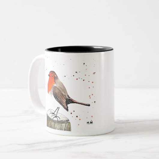 Winterrobin Zweifarbige Tasse (Vorderseite Links)