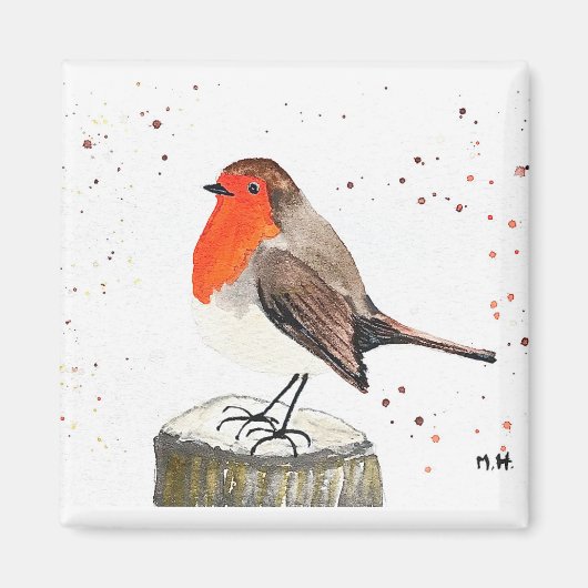 Winterrobinvogel Woodlands rustikale Tiere Magnet (Vorne)