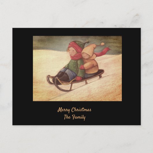 Winterrodelkarte Postkarte (Vorderseite)