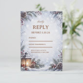 Winterromantik-Laterne Frostiger Wald RSVP Karte (Stehend Vorderseite)