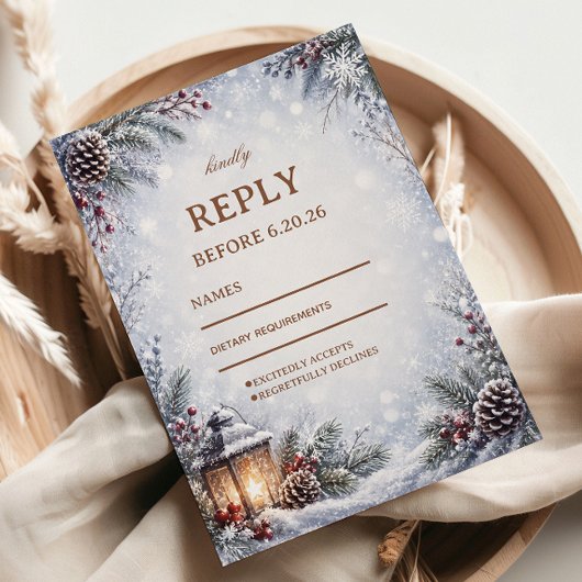 Winterromantik-Laterne Frostiger Wald RSVP Karte