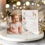 Winterrosa 1.Geburtstags-Foto Einladung<br><div class="desc">Winter Blush Rosa Ein Hirsch voll 1. Geburtstag Foto Einladung Matching Gegenstände zur Verfügung.</div>