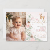 Winterrosa 1.Geburtstags-Foto Einladung (Vorderseite)