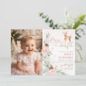 Winterrosa 1.Geburtstags-Foto Einladung (Stehend Vorderseite)