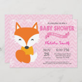 Winterrosa Fox-Mädchen-Babyparty-Einladung Einladung (Vorne/Hinten)