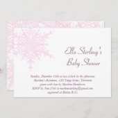 Winterrosa Schneeflocken Kinderdusche Einladung (Vorne/Hinten)