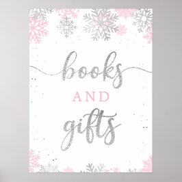 Winterrosa Silberschneeflocken Buch und Geschenke  Poster