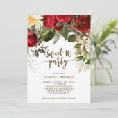 Winterrot Blütensüß 16 Party Einladungen (Stehend Vorderseite)