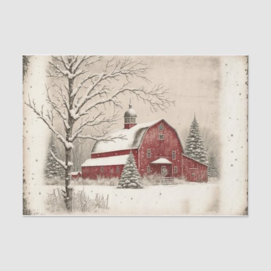 Winterrote Scheune Seidenpapier (Vorderseite)