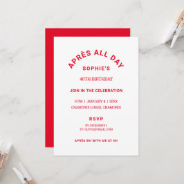 Winterroter Après Das ganze 40. Geburtstagsgeschen Einladung