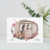 Winterroter Beeren Foto Weihnachtskarte Einladung (Stehend Vorderseite)