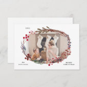 Winterroter Beeren Foto Weihnachtskarte Einladung (Vorne/Hinten)