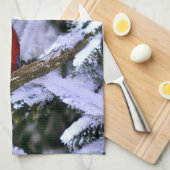 Winterroter Kardinal Geschirrtuch (Viertel Falte)