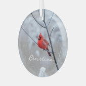 Winterroter Kardinal im Schnee Ornament Aus Glas (Vorderseite links)